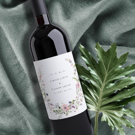 Rótulo De Garrafa De Cerveja Casamento Pink Lilac Wildflower Wreath Obrigado