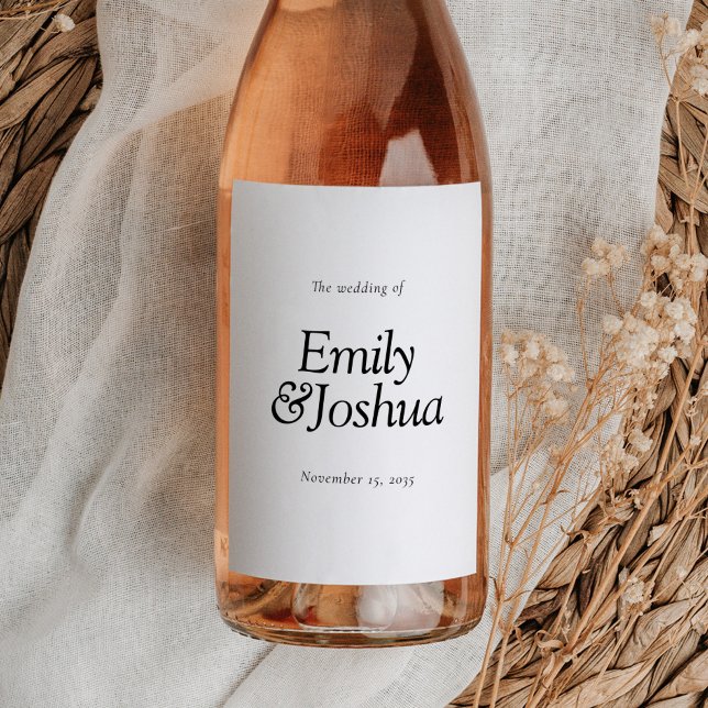 Rótulo De Garrafa De Cerveja Casamento preto e branco moderno (Criador carregado)