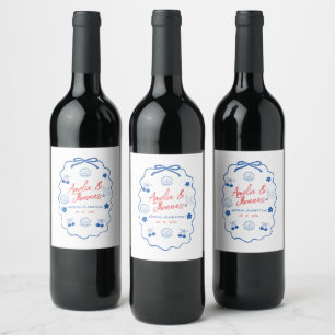 Rótulo De Garrafa De Cerveja Casamento Rabisco Azul Caprichoso