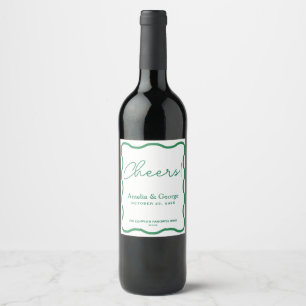 Rótulo De Garrafa De Cerveja Casamento Retroativo Verde Wavy