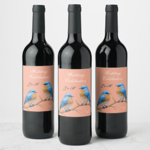 Rótulo De Garrafa De Cerveja Casamento Romântico de Aves Marinhais Moles