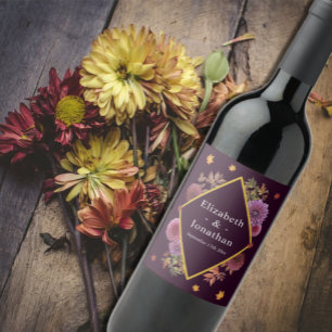 Rótulo De Garrafa De Cerveja Casamento Romântico de Dahlia de outono