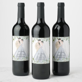 Rótulo De Garrafa De Cerveja Casamento Romântico em Aquarela