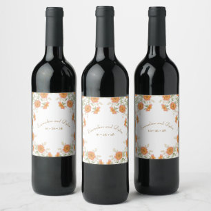 Rótulo De Garrafa De Cerveja Casamento Rosa Laranja