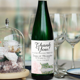 Rótulo De Garrafa De Cerveja Casamento Rosa Rosa Cor-de-rosa Elegante Obrigado