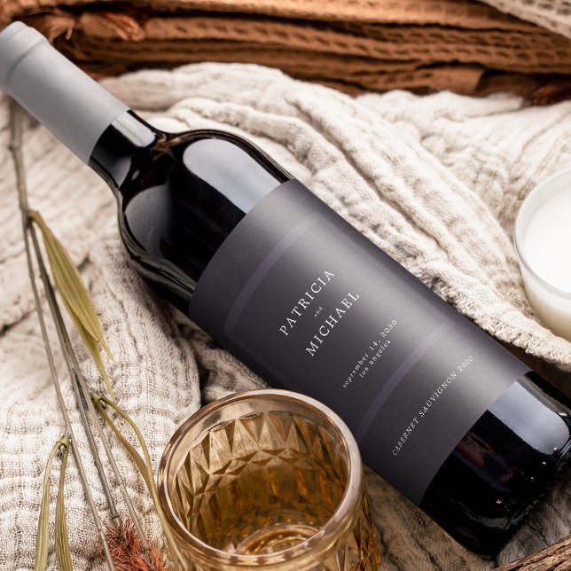 Rótulo De Garrafa De Cerveja Casamento roxo escuro simples, elegante, personali (Criador carregado)