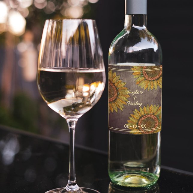 Rótulo De Garrafa De Cerveja Casamento Russo Da Farmação De Sunflower Taupe (Criador carregado)