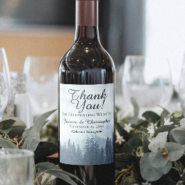 Rótulo De Garrafa De Cerveja Casamento Rustic Blue Pine Trees Obrigado