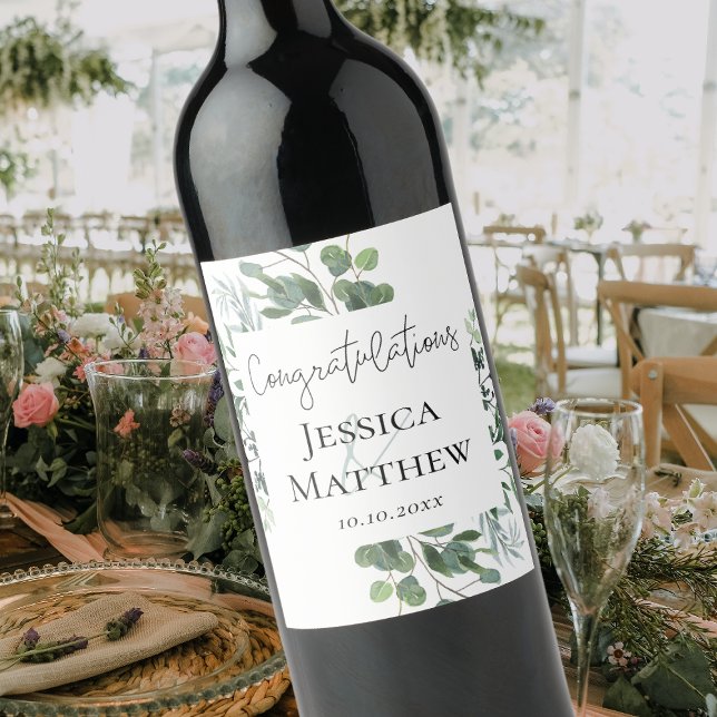 Rótulo De Garrafa De Cerveja Casamento Rustic Eucalyptus (Rustic Eucalyptus Wedding Wine Label)
