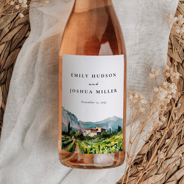 Rótulo De Garrafa De Cerveja Casamento Rustic Winery Landscape (Criador carregado)