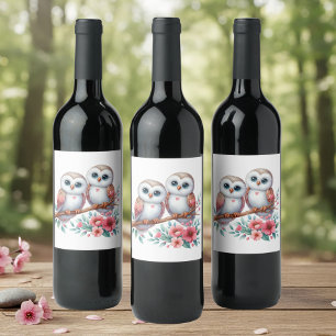 Rótulo De Garrafa De Cerveja Casamento Rústico Boho de Bosque de Coruja