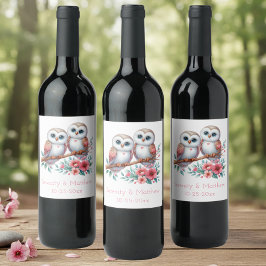 Rótulo De Garrafa De Cerveja Casamento Rústico Boho Floresta de Coruja