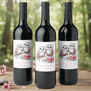 Rótulo De Garrafa De Cerveja Casamento Rústico Boho Floresta de Coruja