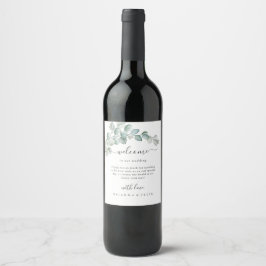 Rótulo De Garrafa De Cerveja Casamento Rústico com Aguarela de Eucalipto Verde