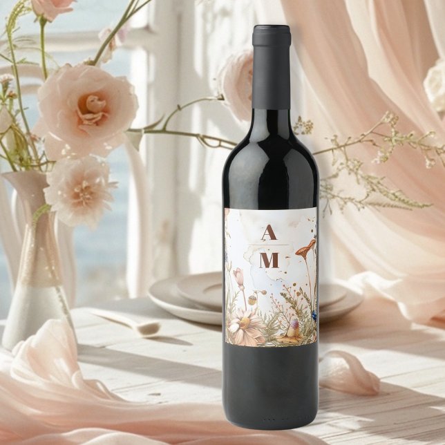 Rótulo De Garrafa De Cerveja Casamento Rústico com Aquarela Florestal (Criador carregado)