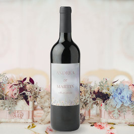 Rótulo De Garrafa De Cerveja Casamento Rústico de Jardim Boho com Flores Silves