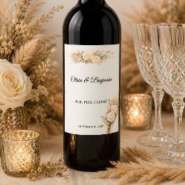 Rótulo De Garrafa De Cerveja Casamento Rústico de Luxo Com Rosas Marfim