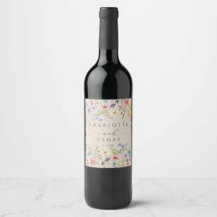 Rótulo De Garrafa De Cerveja Casamento Rústico Simples de Flores Selvagens
