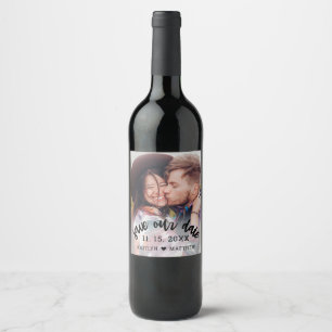 Rótulo De Garrafa De Cerveja Casamento Salve Nossa Foto Moderna Foto de Data