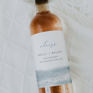 Rótulo De Garrafa De Cerveja Casamento "Saúde" com Aquarela Costeira Baixa