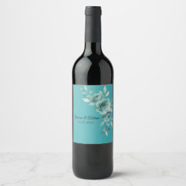 Rótulo De Garrafa De Cerveja Casamento Teal Whisper Blooms