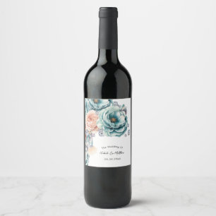 Rótulo De Garrafa De Cerveja Casamento Turquesa e Peach Diamond