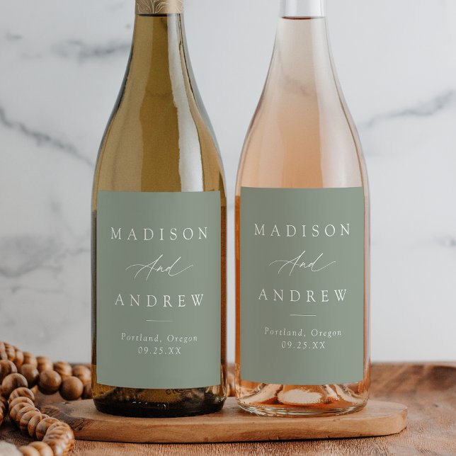 Rótulo De Garrafa De Cerveja Casamento Verde da Elegante Calliografia (Criador carregado)