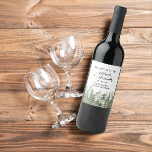 Rótulo De Garrafa De Cerveja Casamento Verde Floresta Rústica
