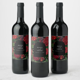 Rótulo De Garrafa De Cerveja Casamento Vermelho de Moody Florals Black Arch