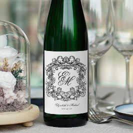 Rótulo De Garrafa De Cerveja Casamento vintage de repouso monográfico Elegante