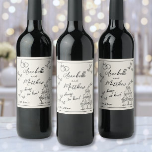 Rótulo De Garrafa De Cerveja Casamento Vintage Desenhado à Mão