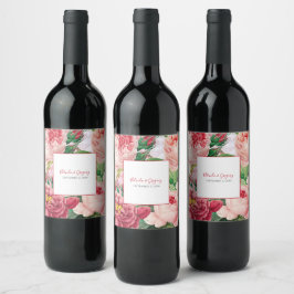 Rótulo De Garrafa De Cerveja Casamento Vintage Floral & Botânico de Rosas Rosa