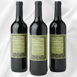 Rótulo De Garrafa De Cerveja Casamento vintage, Folhas Vitorianas De Vinha De U