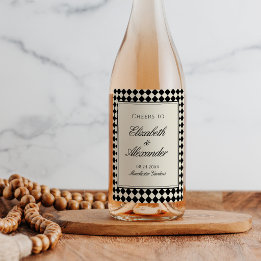 Rótulo De Garrafa De Cerveja Casamento Xadrez Diamante Retro Dinheiro Antigo