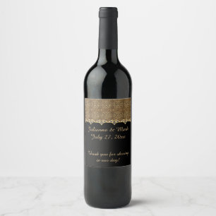 Rótulo De Garrafa De Cerveja Casamentos Dourados de Bling dos diamantes do