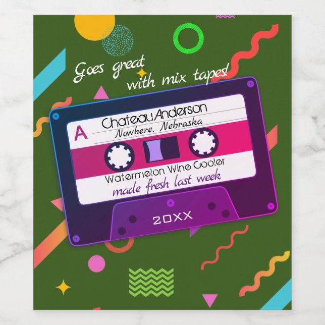 Rótulo De Garrafa De Cerveja Cassette mix fita 80s retro personalizado (Rótulo Único)