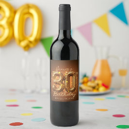 Rótulo De Garrafa De Cerveja Castanho-chic radiante e aniversário de 30 anos Do