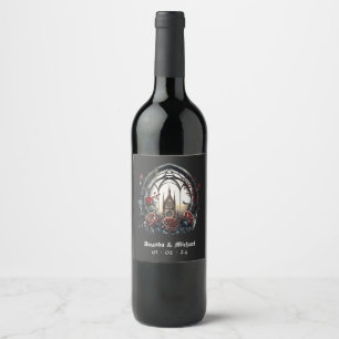 Rótulo De Garrafa De Cerveja Castelo de Fantasia Sombria Janela Casamento Gótic