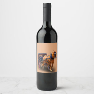 RÓTULO DE GARRAFA DE CERVEJA CAVALO E CARRUAGEM