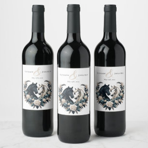 Rótulo De Garrafa De Cerveja Cavalos de Casamento no Amor