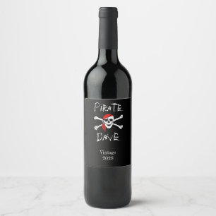 Rótulo De Garrafa De Cerveja Caveira de Pirata Preto Ossos Cruzados