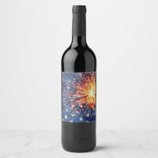 Rótulo De Garrafa De Cerveja Celebração da América. Estrelas e fogos de artifíc