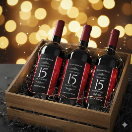 Rótulo De Garrafa De Cerveja Celebração do Aniversário de Casamento de Rosa 15 