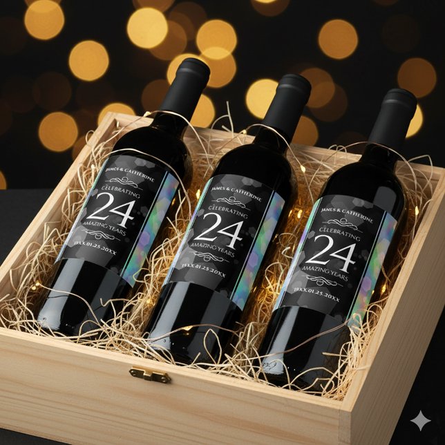 Rótulo De Garrafa De Cerveja Celebração do Aniversário de Casamento Opal 24 (24th Opal Wedding Anniversary Drink Labels Cover Photo)