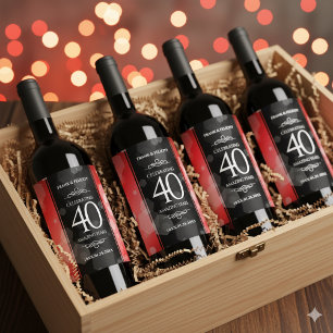 Rótulo De Garrafa De Cerveja Celebração do Aniversário do Casamento Ruby, 40