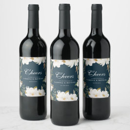 Rótulo De Garrafa De Cerveja CÉREBROS | casamento floral com magnólia aquarela