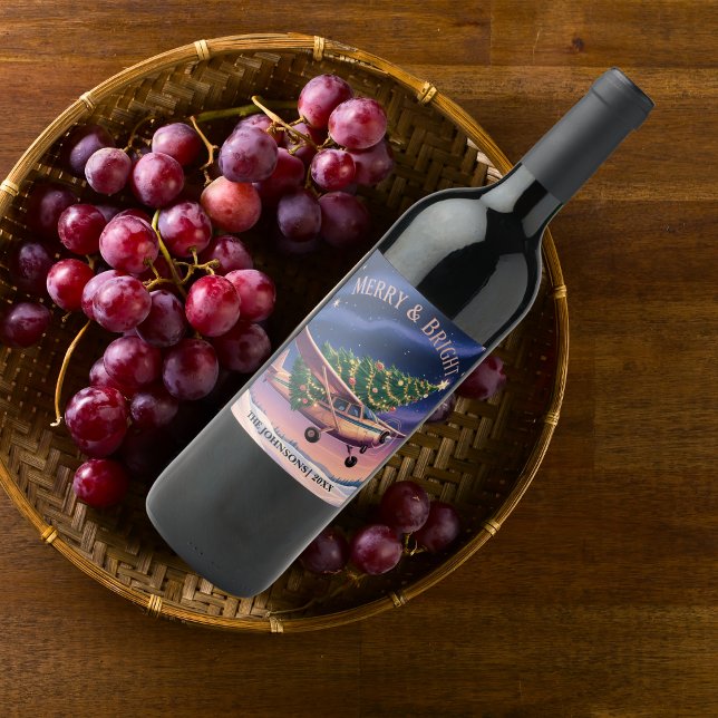 Rótulo De Garrafa De Cerveja Cessna Airplane carries Christmas Tree Photo Funny (Criador carregado)