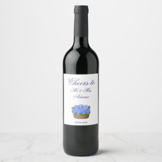 Rótulo De Garrafa De Cerveja Cesta de Flores de Hortênsia Azul Favor de Casamen