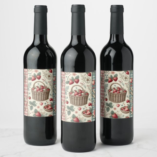 Rótulo De Garrafa De Cerveja Cesta de Frutas Gingham Diversão (Garrafas)