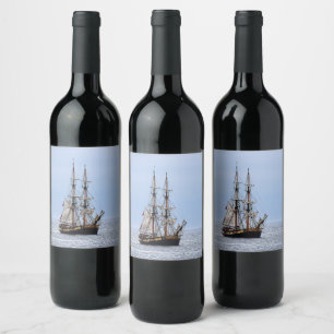 Rótulo De Garrafa De Cerveja Céu Azul de Barcos de Pesca Náuticos